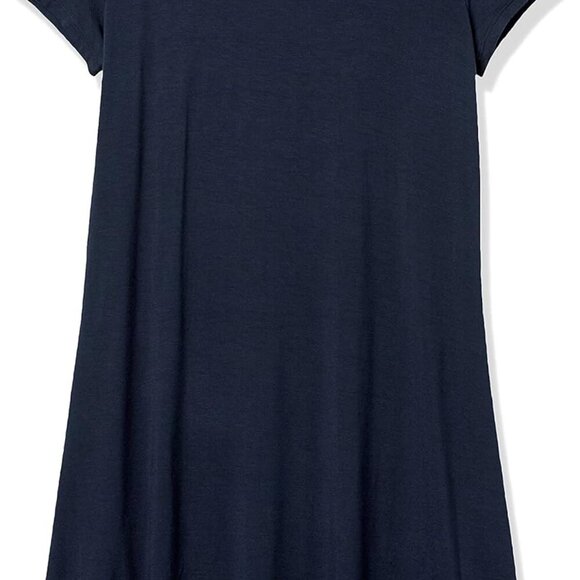 Women's Rayon-Blend Short-Sleeve Scoop Neck Swing Dress Plus Size - Picture 6 of 6